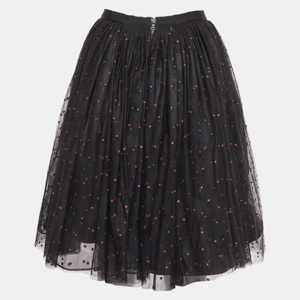 Alice + Olivia Black Tulle Polka Dotted Skirt S - Picture 3 of 5